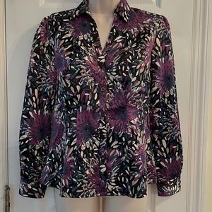 East 5th Blue/purple satin blouse Petite Small NWT